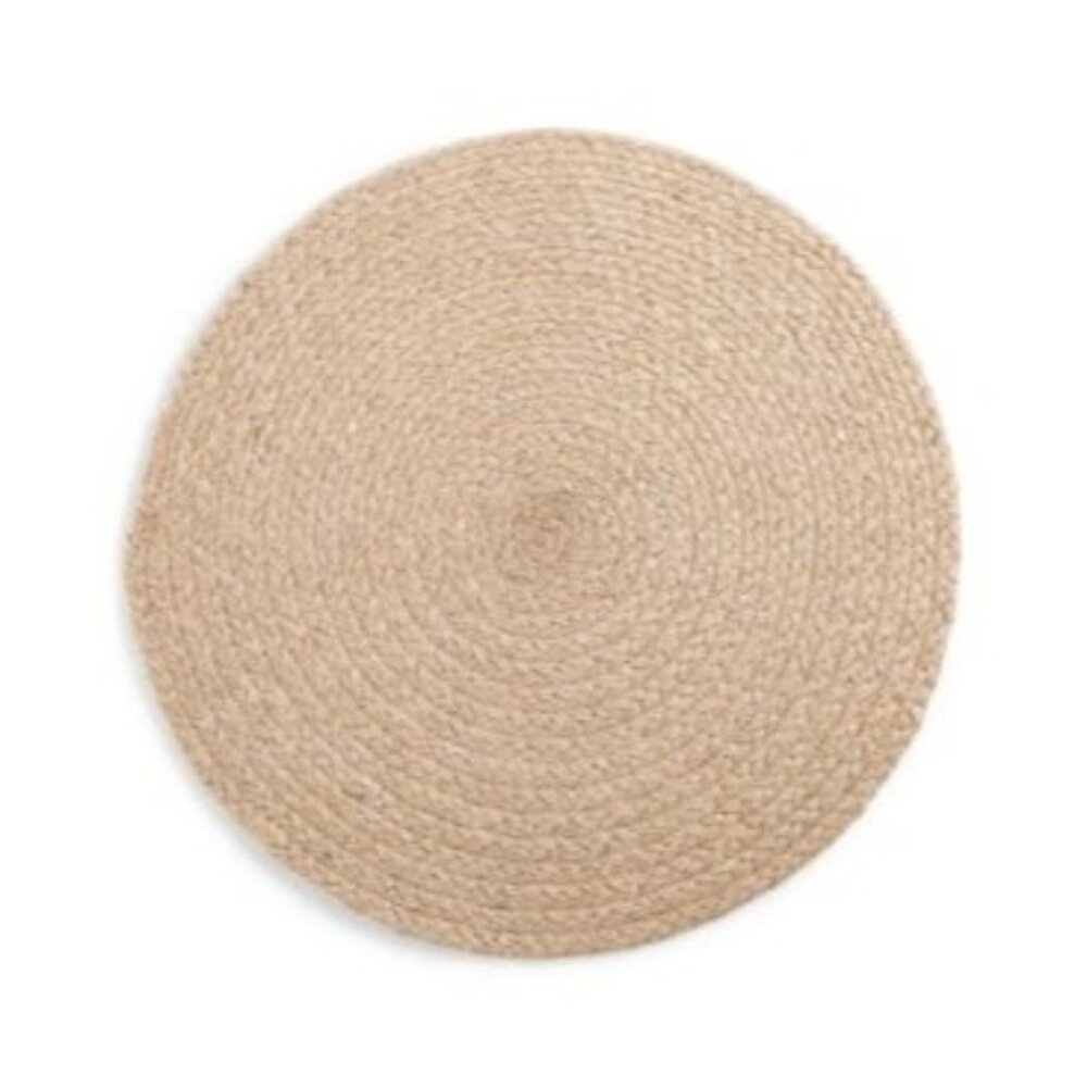 Lucky Brand Chevron Metallic Handmade Round Placemat Beige Size 15 In NWT
